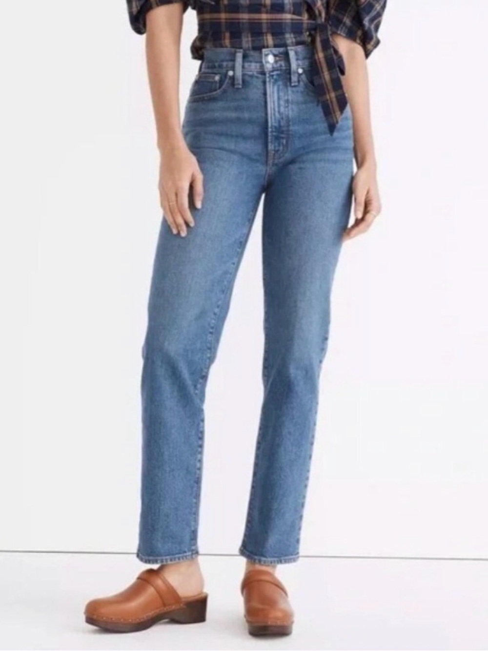 Madewell High-Rise Straight Leg Jeans in Medium Blue